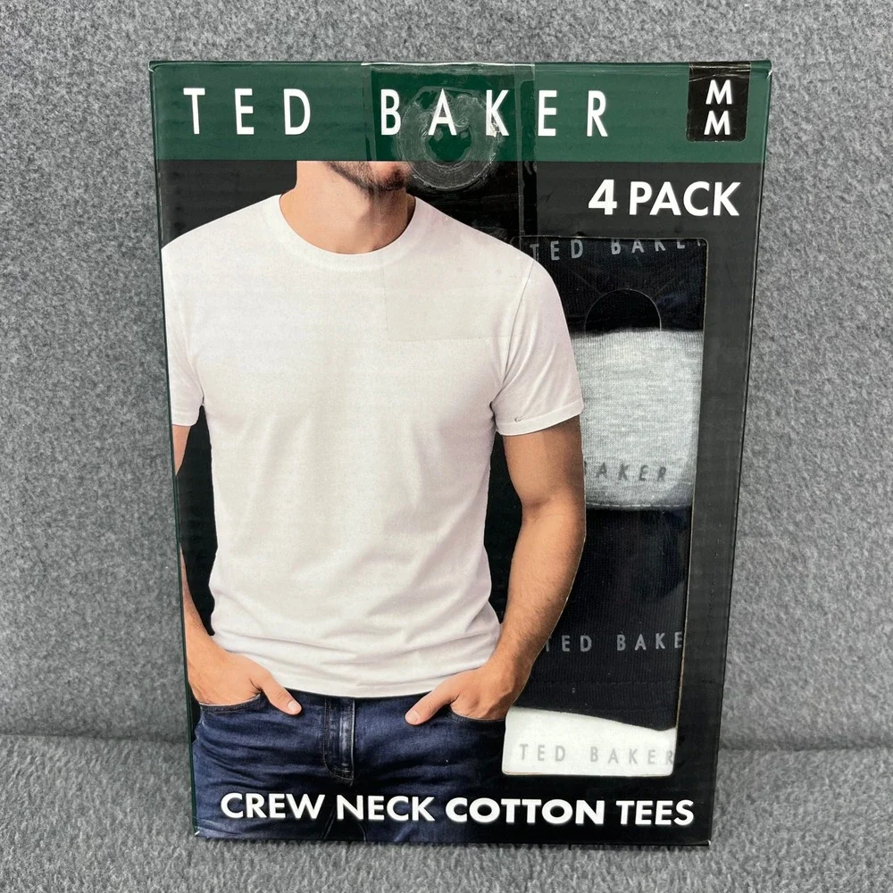 Ted Baker Crew Neck Cotton Tees Mens Medium Multi 4-Pack Stretch Soft Basics
